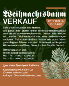 Weihnachtsbaumverkauf Forsthaus Kalkofen